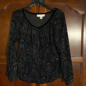 Beautiful velvet and sheer black dress blouse.